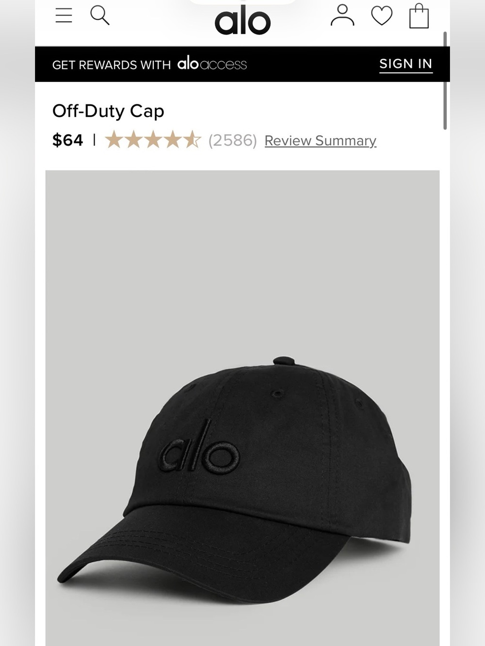 Alo Black Logo Baseball Cap